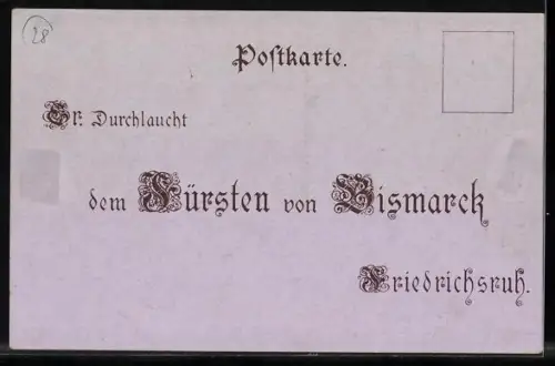 AK zum 80. Geburtstag von Bismarck, Jubelgruss mit Portrait