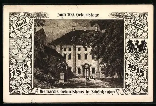 AK Schönhausen / Elbe, Bismarcks Geburtshaus, Wappen