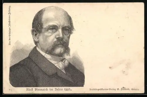 AK Fürst Bismarck im Jahre 1865, Porträt