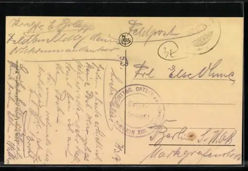 AK Meenen, Stadt-Panorama vom Fluss aus