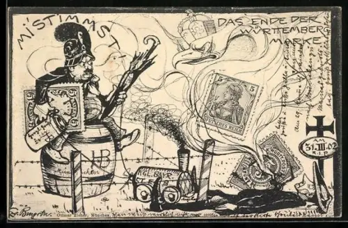 Künstler-AK Das Ende der Württemberg. Marke