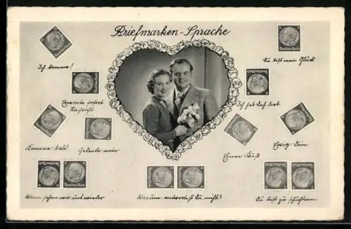 AK Briefmarkensprache, Diverse Motive