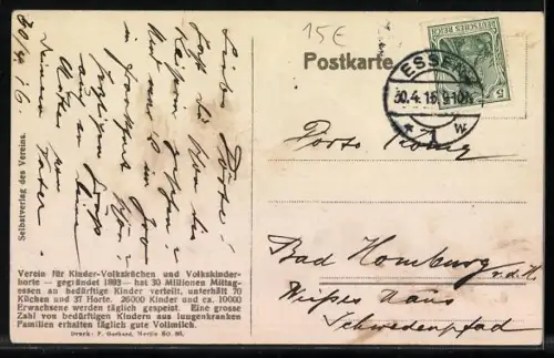 Künstler-AK Verein für Kinder-Volksküchen und Volkskinderhorte, Spielende Kinder