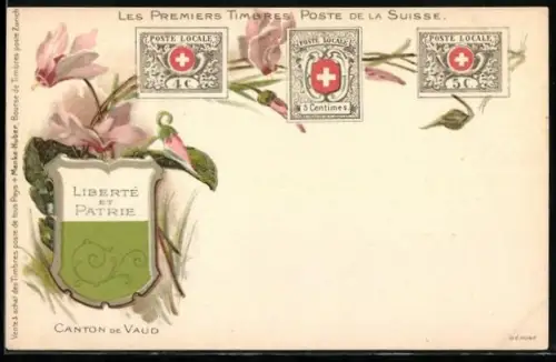 AK Vaud, Les Premiers Timbres Poste de la Suisse, Briefmarken