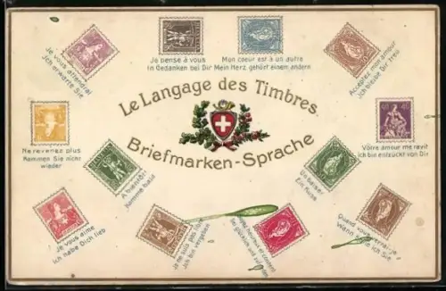 AK Briefmarken und ihre Bedeutungen in der Briefmarkensprache, Wappen der Schweiz
