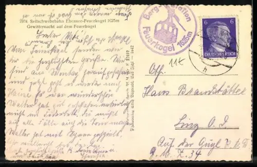 AK Ebensee, Gewitter am Feuerkogel