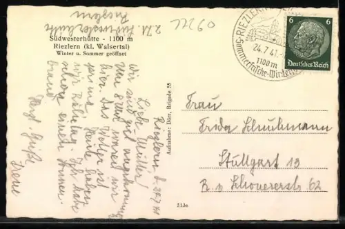 AK Riezlern /Kl. Walsertal, Gasthof Südwesterhütte