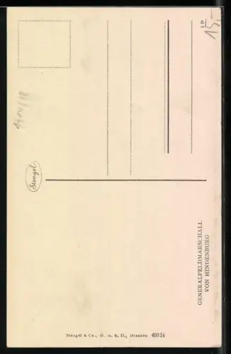 Künstler-AK Generalfeldmarschall Paul von Hindenburg in Uniform mit Pour le Merite Orden