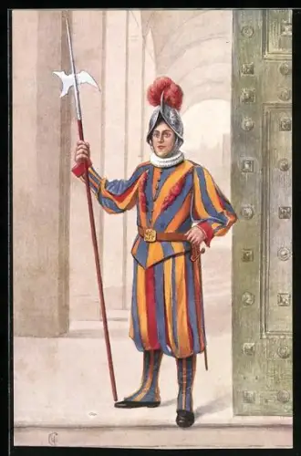 AK Vatikanstadt, Guardia Svizzera in bassa uniformer, Wächter in Uniform