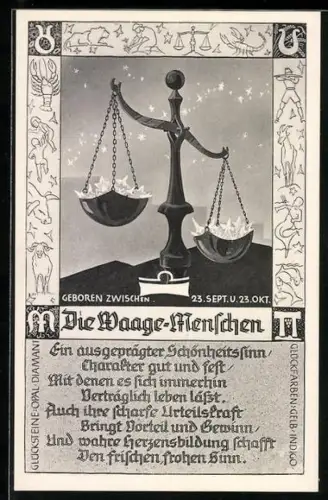 AK Sternzeichen Waage, Charakterbeschreibung