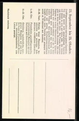 AK Sternzeichen Waage, Charakterbeschreibung