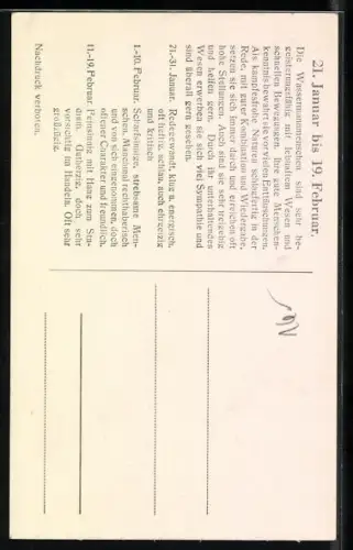 AK Sternzeichen Wassermann, Wassermann mit Dreizack unterm Nachthimmel