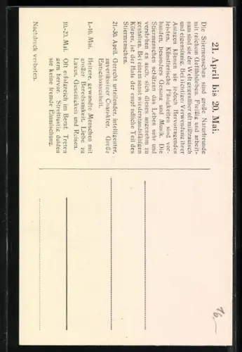 AK Sternzeichen Stier, Stier-Menschen und ihre Charaktereigenschaften