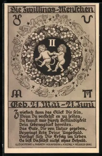 AK Sternzeichen Zwillinge: Zwiefach kann das Glück Dir sein...