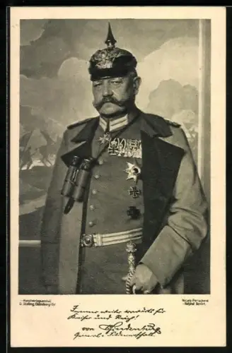 AK Paul von Hindenburg in Uniform mit Pickelhaube