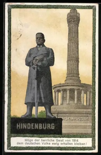 AK Berlin-Tiergarten, Denkmal Hindenburgs und Siegessäule