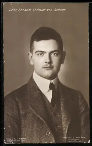 AK Prinz Friedrich Christian von Sachsen im Anzug
