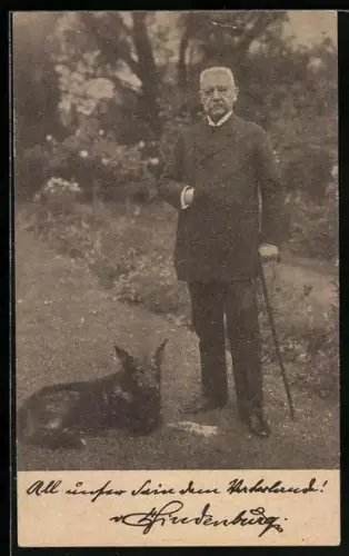 AK Paul von Hindenburg mit seinem Hund