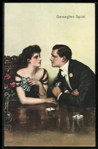 Künstler-AK Clarence F. Underwood: Gewagtes Spiel