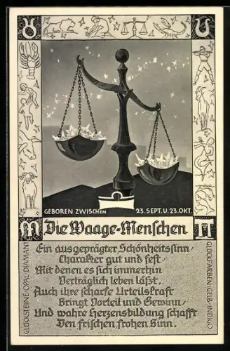 AK Sternzeichen Waage, Charakterbeschreibung