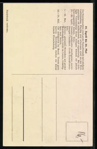 AK Sternzeichen, Die Stier-Menschen, Geboren zwischen 21. April u. 20. Mai