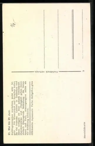 AK Sternzeichen Zwillinge, Die Zwillingsgestalten im himmlischen Scheine...