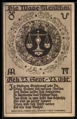 AK Die Waage-Menschen, Sternzeichen, Horoskop, Astrologie
