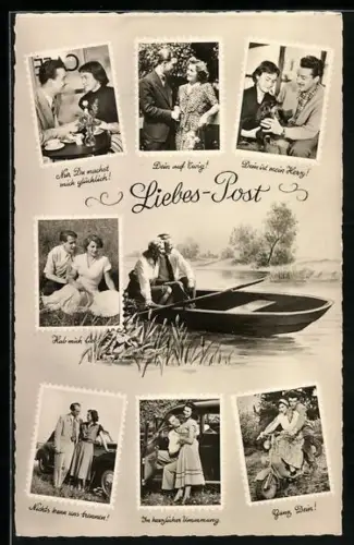 AK Liebes-Post per Briefmarkensprache