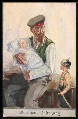 Künstler-AK Der neue Jahrgang - Nachschub für die Front