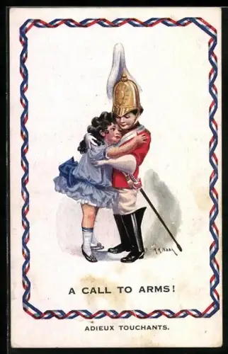 Künstler-AK A. A. Nash: A Call to Arms, Kleiner Soldat beim Abschied