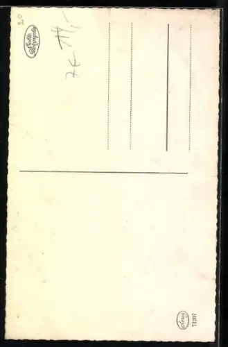 AK Briefmarkensprache, Rosenstrauss im Herz