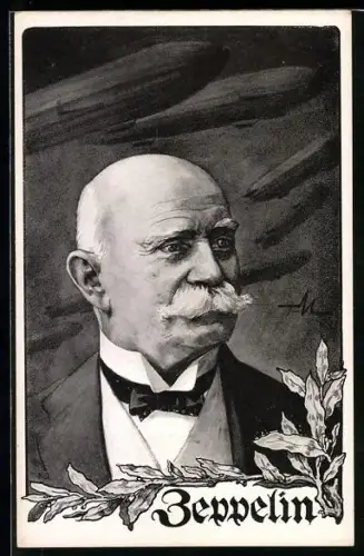 Künstler-AK AK Ferdinand Graf von Zeppelin im Portrait