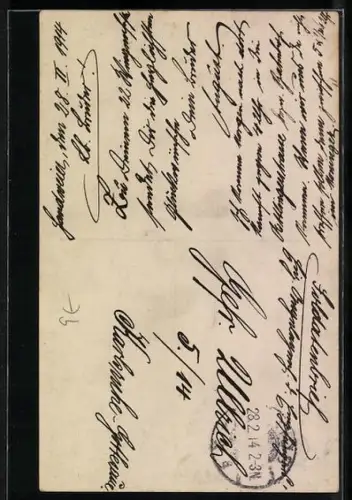 Foto-AK L.J. & F.F. Nr. 2544/2: Junger Mann mit Becken, Glückwunsch zum Namenstag