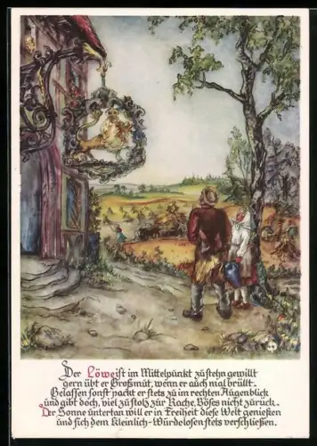 AK Sternzeichen Löwe, Text