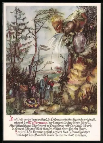 AK Des Schicksals Bahn ziehen ewige Sterne, Wassermann, Sternzeichen, Astrologie, Horoskop