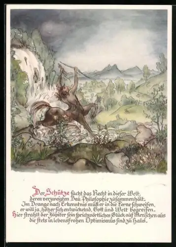 AK Des Schicksals Bahn ziehen ewige Sterne, Sternzeichen Schütze, Astrologie, Horoskop