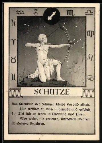 AK Sternzeichen Schütze: Das Sternbild des Schützen, bleibt Vorbild allzeit...