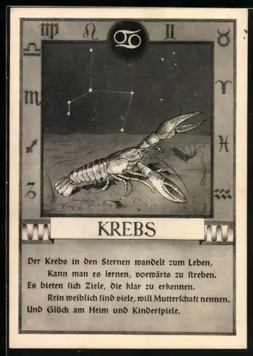 AK Sternzeichen Krebs, 22.6. - 22.7., Charakterzüge