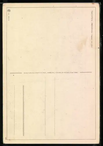 AK Oberösterreich, Mädchen in Tracht aus Oberdonau bietet ihrem Freund einen Apfel an