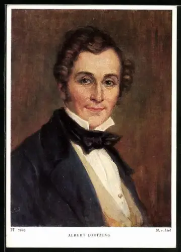 AK Albert Lortzing mit schwarzer Schleife