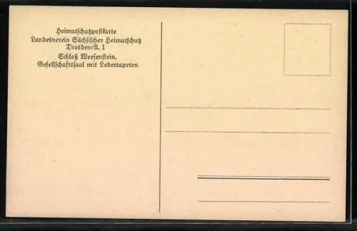 AK Weesenstein, Gesellschaftssaal mit Ledertapeten im Schloss, Innenansicht