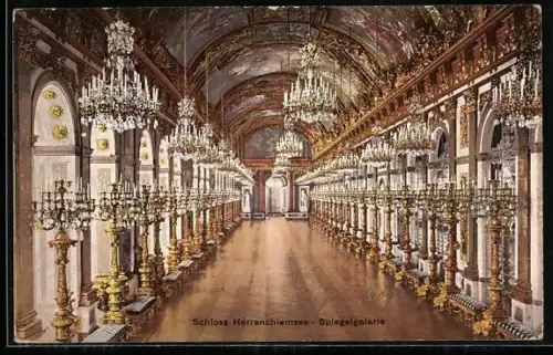 AK Schloss Herrenchiemsee, Spiegelgalerie, Innenansicht