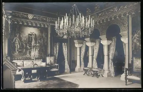 AK Königliches Schloss Neuschwanstein, Wohnzimmer mit Nische, Innenansicht