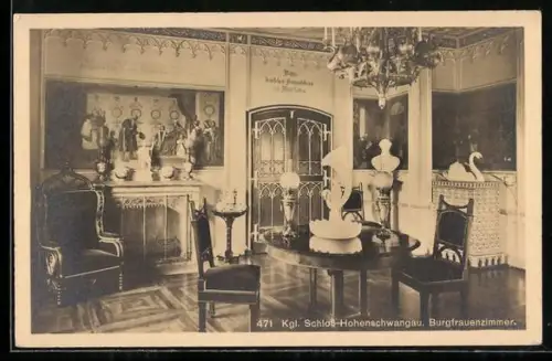AK Königliches Schloss Hohenschwangau, Burgfrauenzimmer, Innenansicht