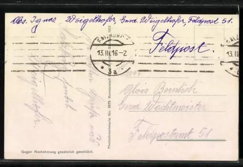 AK Salzburg, Festung vom Elektrischen Aufzug in Scheinwerferbeleuchtung