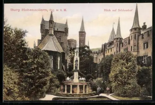 AK Burg Hohenzollern, Blick auf Schlosshof