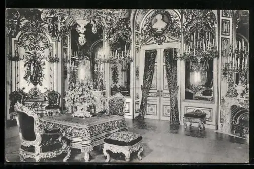 AK Königliches Schloss Herrenchiemsee, Speisezimmer, Innenansicht