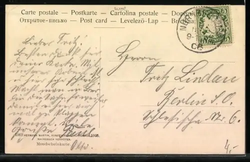 AK Nürnberg, Burg von Westen bei Mondschein