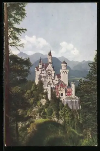 AK Schwangau, Kgl. Schloss Neuschwanstein und die Berge