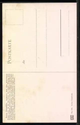 Künstler-AK Burg Ehrenfels, Ruine und Dampfschiff auf dem Rhein